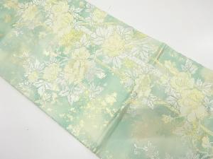 竹に花模様織り出し　袋帯